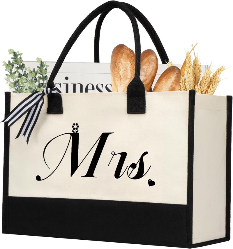 shenee Initial Canvas Tote Bag, Personalized Beach Jute Bag Present for Women Holiday,Friends Birthday Gift,Wedding, New Year - Image 1
